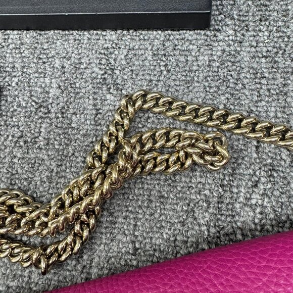 GUCCI Soho Chain Pink Leather Shoulder Bag 599-081125 - Picture 14 of 14